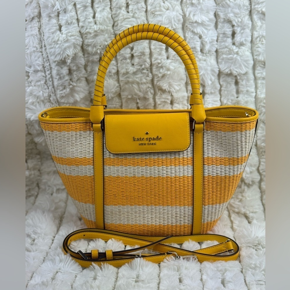 Kate Spade Yellow and Cream Tote with Gold Hardware